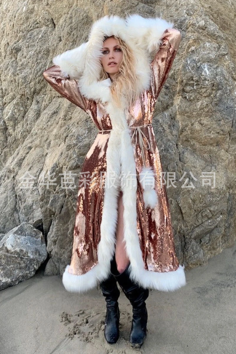 Imitation Fur Coat LED Light Performance Coat Festival Performance Coat Cosplay