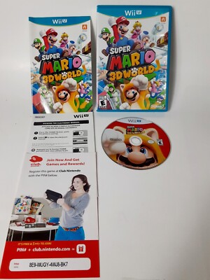 Super Mario 3D World Nintendo Wii U 2013 Complete CIB w Manual - Tested Works
