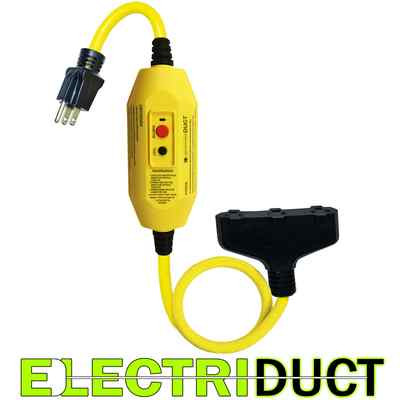 GFCI Inline 15 Amp with 2 FT Triple Tap Cord - Electriduct