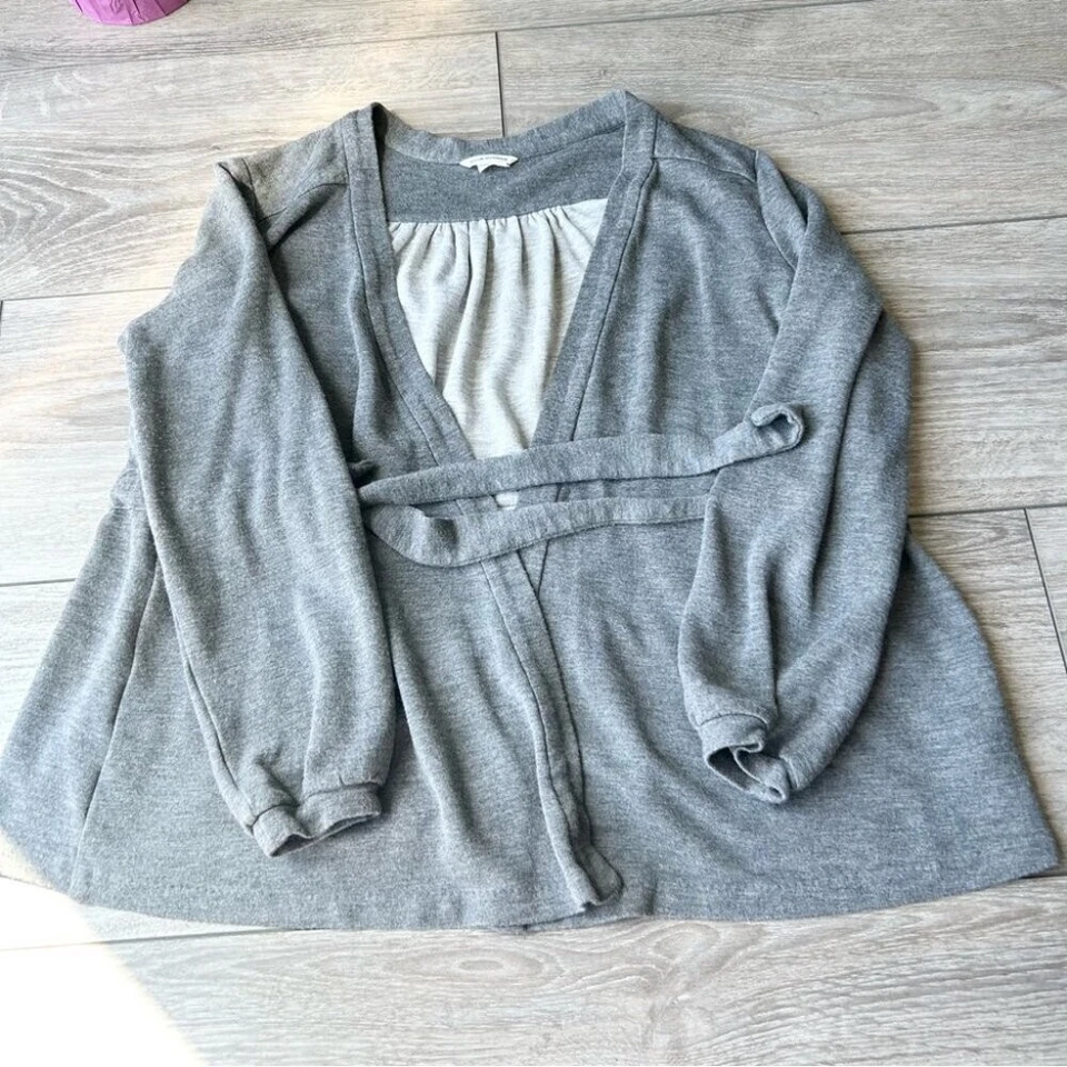 Club Monaco Tie Front Draped French Terry Cardigan Size S - Image 4 of 4