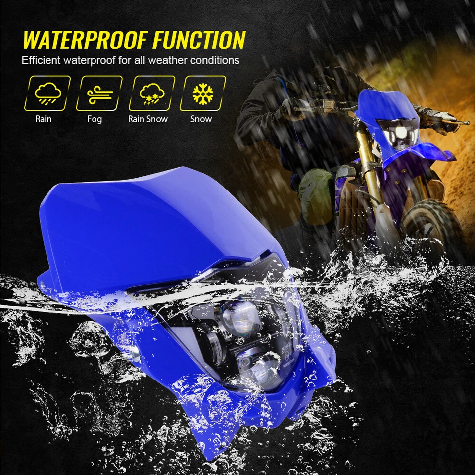 Светодиодная фара дневного света синий ободок для велосипеда Yamaha WR250F WR450F 2007-2025 - Изображение 3 из 4