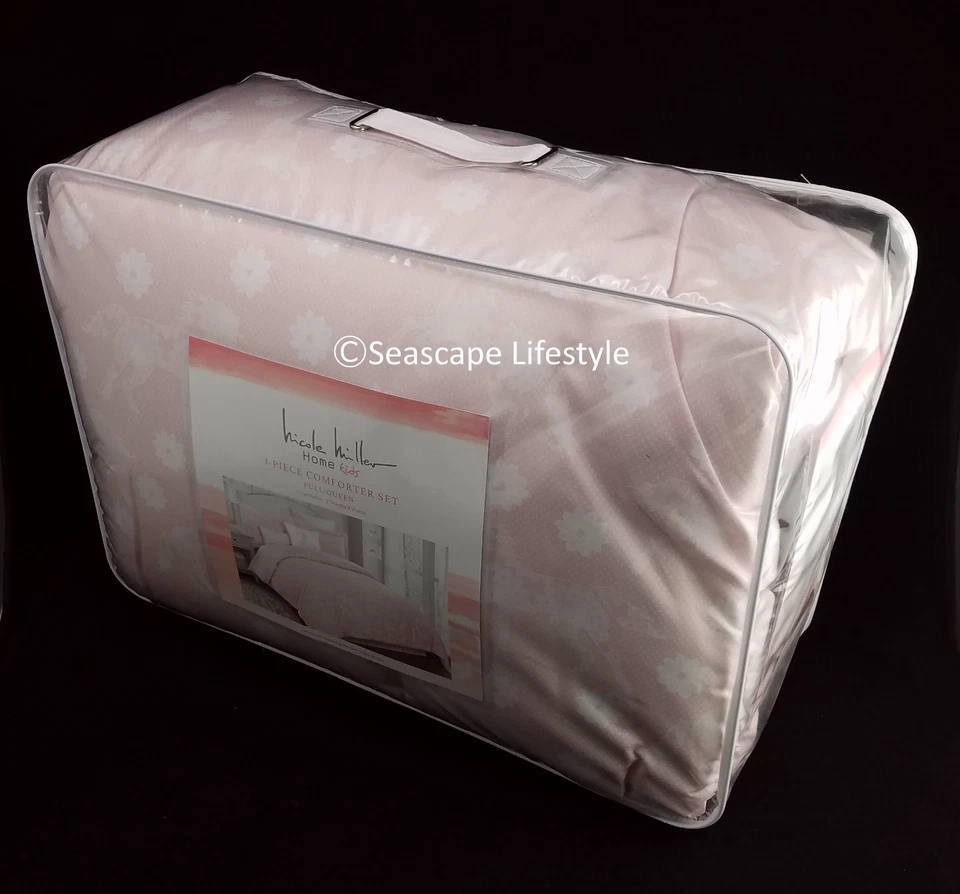 2-pc ❤ I LOVE HORSES ❤ Twin Comforter Pink Floral Lace NICOLE MILLER - Image 4 of 4