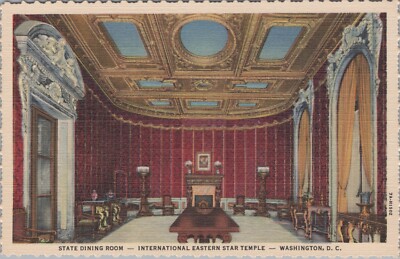 Washington DC International Eastern Star Temple Dining Room Postcard