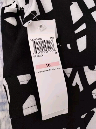 London Times Ladies Sleeveless Black & White Dress - Size 10 NWT Hard to Find - Picture 13 of 21