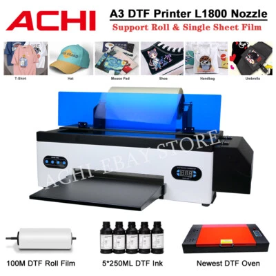 ACHI A3 DTF Printer Direct to Film T-shirt Flatbed Heat Transfer Printer Epson L1800