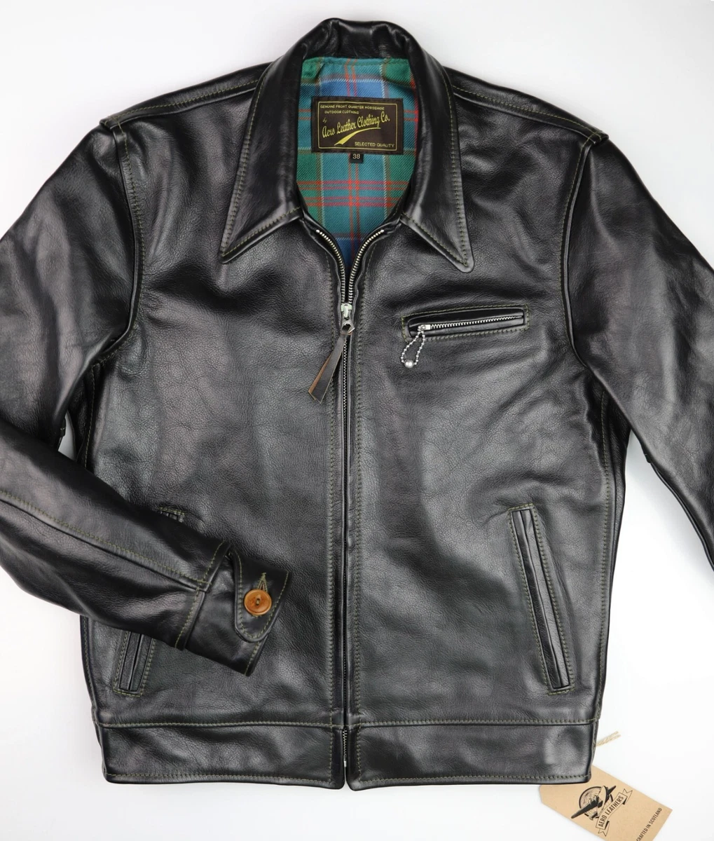 Aero Premier Highwayman sz 38 Blackened Vicenza Italian Horsehide Leather  Jacket