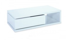 White High Gloss Coffee Table with Storage L100cm x D50cm x H34cm HAMPTON