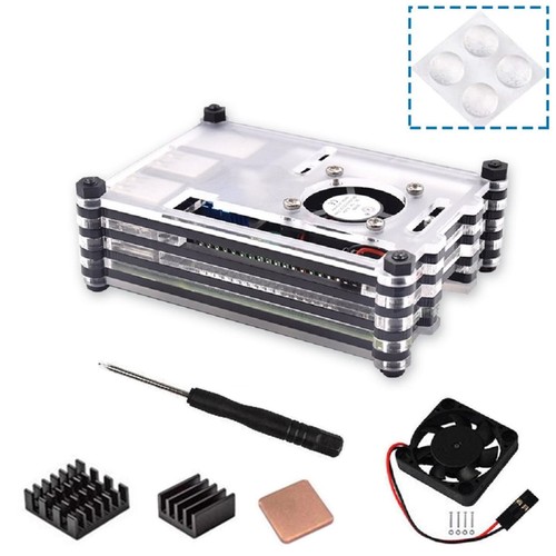 9 Layers Acrylic Transparent Case With Cooling Fan For Raspberry Pi 3B+/3B A - Afbeelding 9 van 9