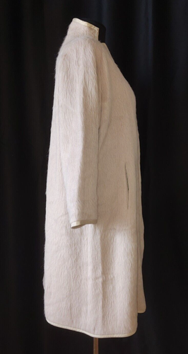 MARGON Longhair Alpaca Cocoon Oversize Powder Pink Nude Coat Made in Italy - Picture 9 of 18