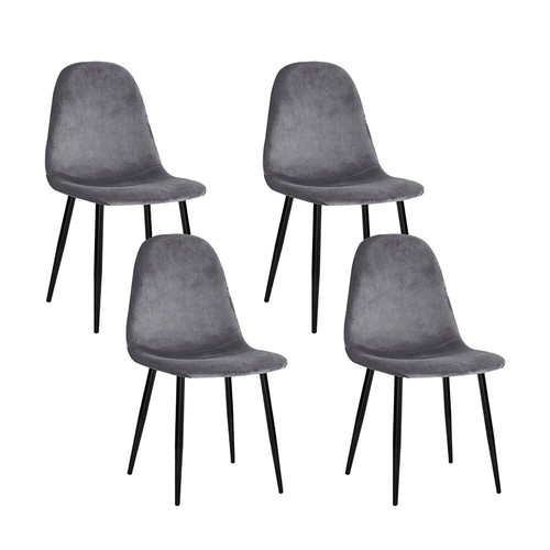 Artiss Dining Chairs Velvet Seat Cafe Kitchen Chair Modern Iron Leg Dark Grey x4 9350062158470