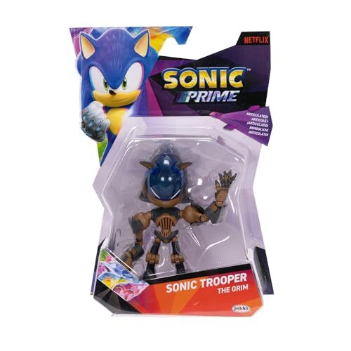 Sonic the Hedgehog Figur 5 Zoll Spielzeug Gelenk Sonic Trooper aus Sonic Prime - Bild 6 von 9
