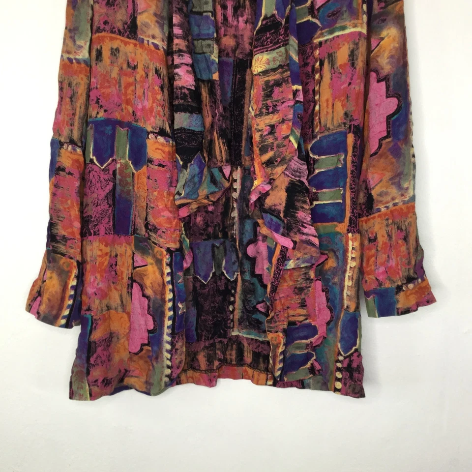 Cárdigan Esquinero Informal Mujer Talla Mediana Multicolor Cortina Frente Abierto Manga Larga Foto 3 de 4