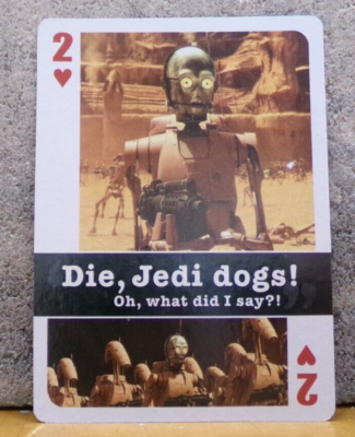 C-3PO キャラクターカード YOUNG JEDI STAR WARS QUOTES PLAYING TRADING CARD C-3PO DIE, JEDI DOGS! OH