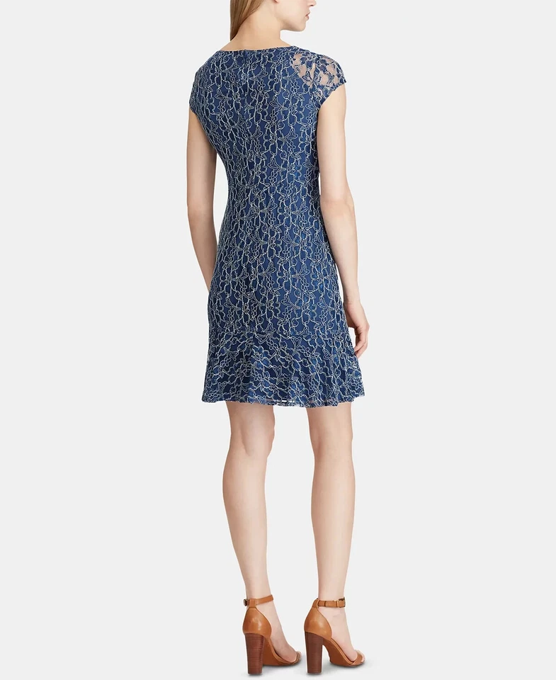 Vestido de encaje con volantes American Living azul talla 12 Foto 3 de 3