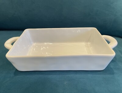 Short Stories Ceramic Loaf Pan Baking Dish White Macy Blackwell Collection NIB