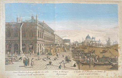 Antique 18th Century Vue d’Optique Engraving | Hand-Colored Venetian Print