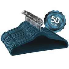 Elama Home 50 Piece Flocked Velvet Clothes Hangers with Stainless Steel Swivel
