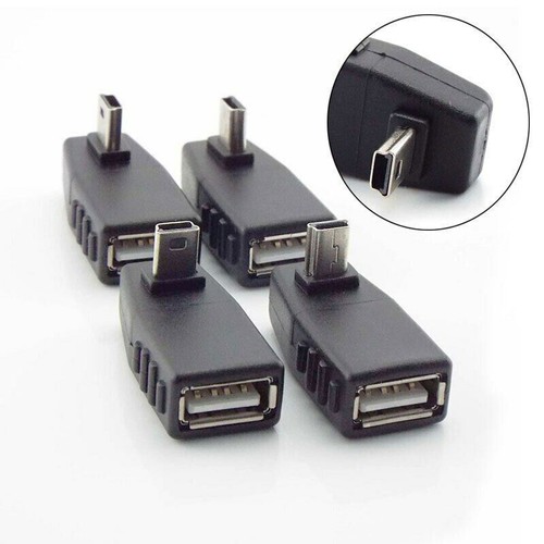 Mini USB 5 pines macho a hembra 90 grados convertidor ángulo sincronización de datos OTG - Imagen 1 de 17