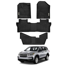 3 Row Floor Mats For 2016-2022 Honda Pilot 8 Passenger TPE Liner Set All Weather
