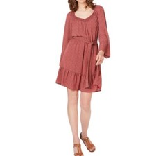MICHAEL KORS NEW Women's Smock Neck Printed Ruffled Tie-waist Dress TEDO