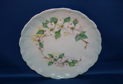 Antique Furstenberg Dogwood Plate Signed J Thurston Hand Painted Dogwood Blooms - Picture 5 of 10