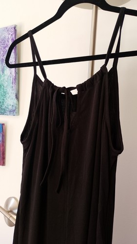 Ladies Sz L (12-ish) Strappy Black Tie Back Drapey Jumpsuit Wide Leg, Never Worn - Picture 14 of 19