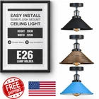 Industrial Flush Mount Ceiling Light E27 Metal 22cm Cone Lamphade for Indoor