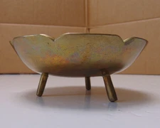 Mid Century Modern 1950s 60s Large Solid Brass Elevated Table Ashtray with Legs