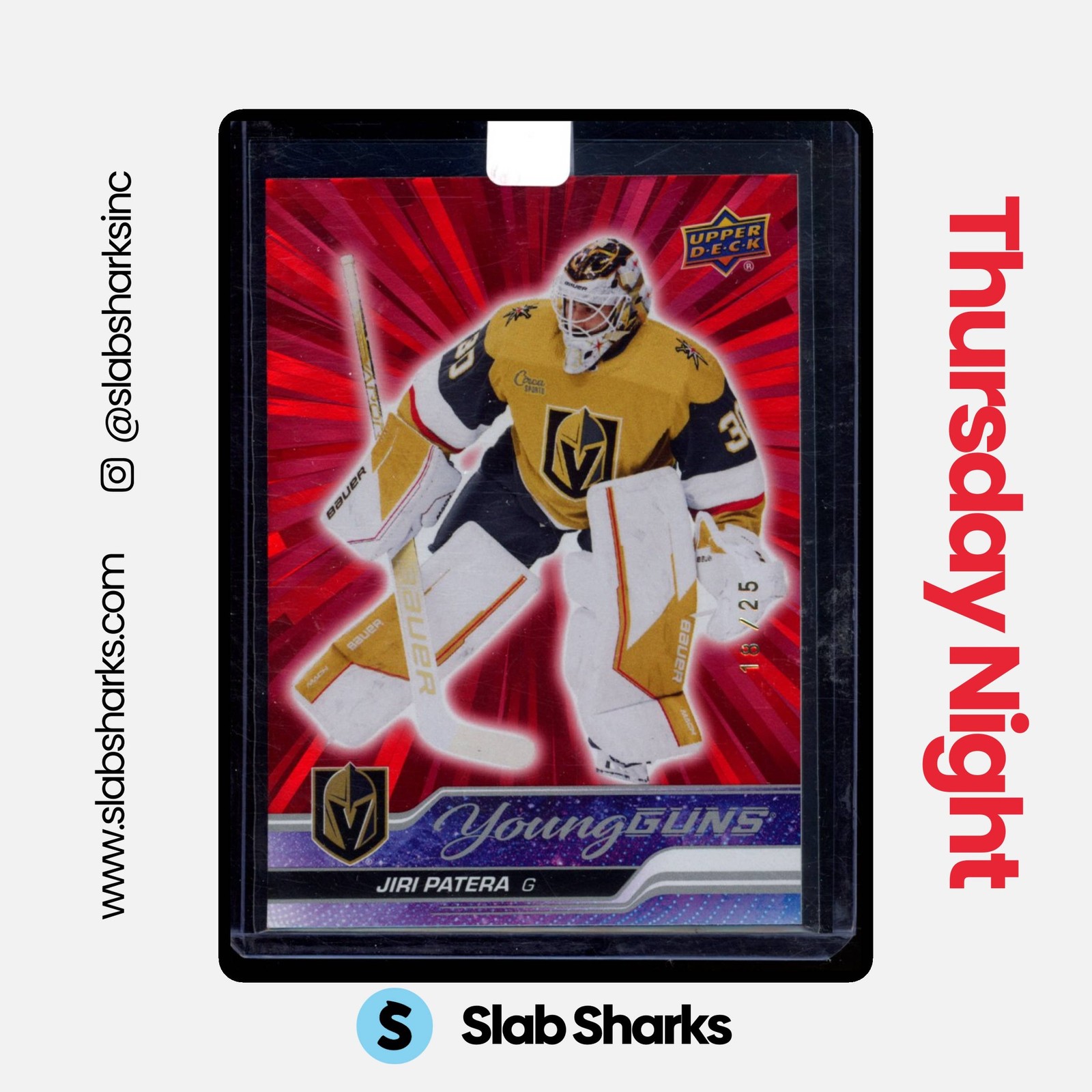2023 UPPER DECK #227 JIRI PATERA OUTBURST RED YOUNG GUNS RC ROOKIE /25