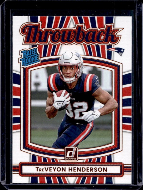 2025 Panini Donruss TreVeyon Henderson Rated Rookie Throwback RC #19 Patriots