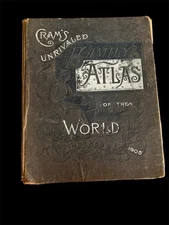 Cram’s Unrivaled Atlas of the World New Census Edition, 1905, HC