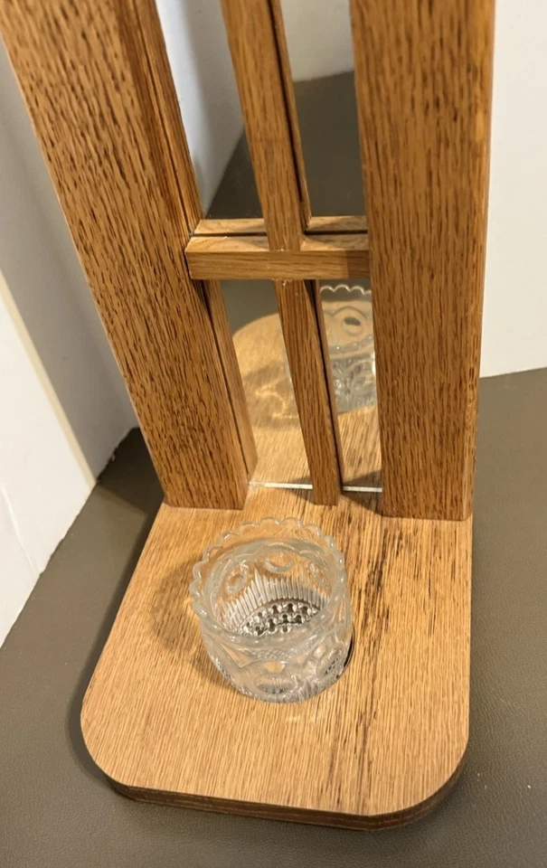 Vintage Rustic Handmade Wooden Wall Mirror w/ Candle Shelf Approx 15.5” x 5.5” - Image 3 of 4