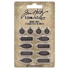 TH94330 Tim Holtz Advantus Idea-Ology Metal Word Tags 12/Pkg