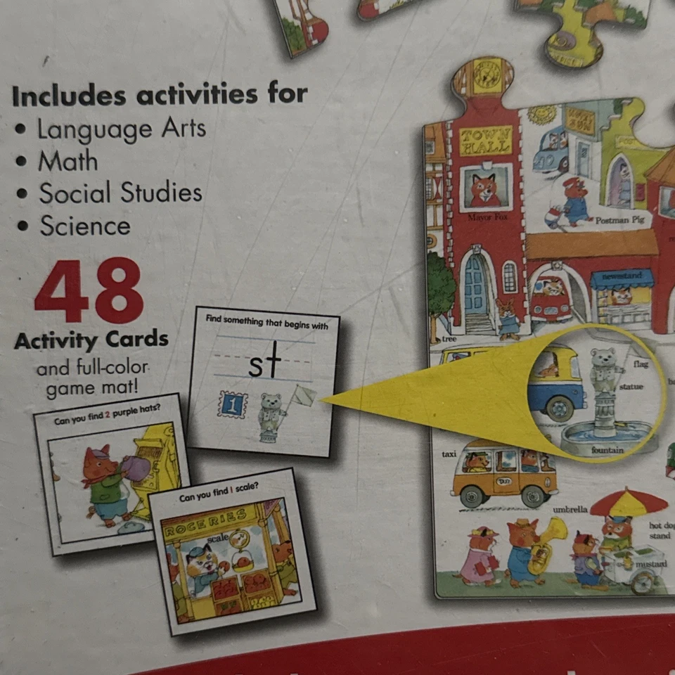 Richard Scarry’s Busytown Seek & Play Puzzle, 48 Activity Cards, Mat, Rare NIB - Image 3 of 4