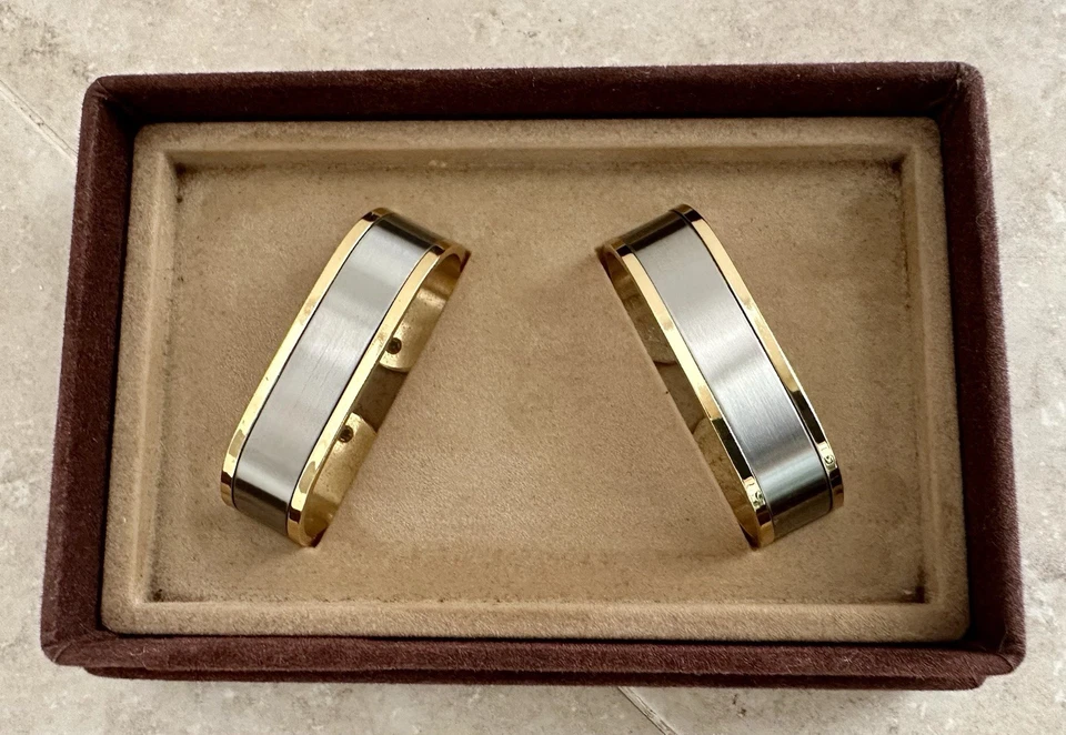 Portatovagliolo Vintage in Metallo Argentato E Bordo Oro - Immagine 3 di 4