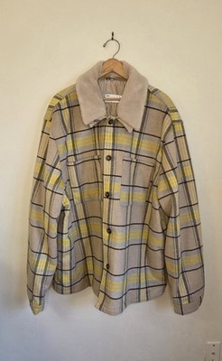 NWOT ASOS Design Wool Mix Men's Shacket 6XL Yellow And Ecru Check