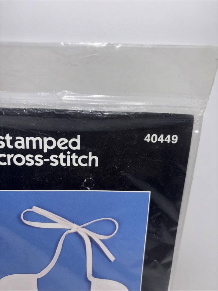 Vintage Bucilla #40449 SWEETHEART BEAR Stamped Cross Stitch Bibs Pair Kit SEALED - Image 4 of 4