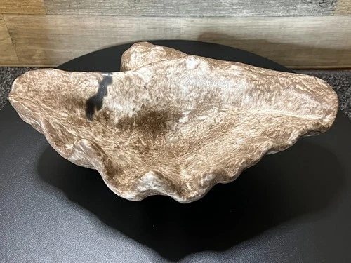 Vintage McCarty Pottery Authentic 12" Handcrafted Half Shell Nutmeg Signed