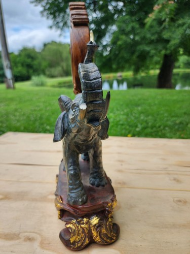 Vintage Colonial Clock Co. Elephant With Monkey Quartz Clock Table Top Parts - Picture 2 of 4