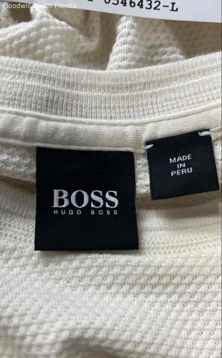 Hugo Boss Mens Beige Regular-Fit Crew Neck Short Sleeve Pullover T-Shirt Size L thumbnail 3