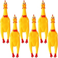 6 Pcs Large Screaming Chicken Dog Toys,Yellow Rubber 6 Large, Yellow