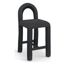 Meridian Furniture Amari Black Boucle Fabric and Vegan Leather Stool