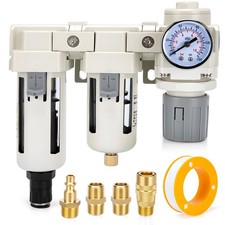 Air Pressure Regulator 3/8 NPT Auto Drain and Semi-Auto Double Air...
