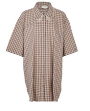 Gucci Plaid Shirt Dress with Crochet Collar Detail Size 38