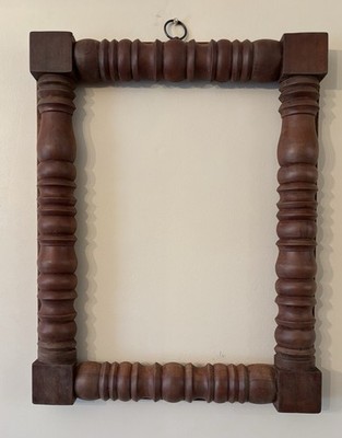 Antique Fracktur, Sampler  Corner Block Split Balaster Picture Frame 1820 - 30