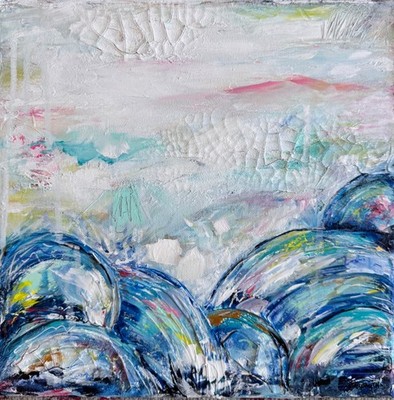 Textural Abstract Acrylic Canvas Painting Coastal Landscape: LINDSAY KING SMITH