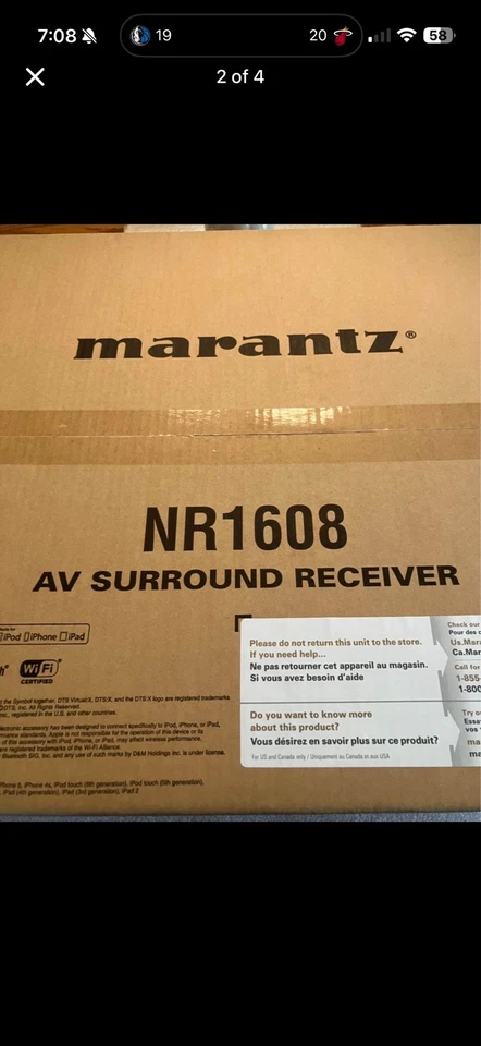 Marantz Home Theater Receiver NR1608 7.2-Channel Wi-Fi BRAND NEW - Image 2 of 4