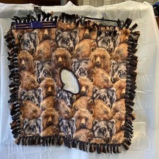 Child Size Handmade Poncho Fleece Tie Blanket of Bear Faces.