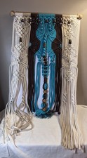 Boho Style Handmade Large Macrame Wall/Window Hanging Teal/Brn/Tan/White
