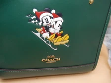 COACH x Disney Mickey Mouse Green Christmas NEW NWT bag purse TOTE 22 Dempsey